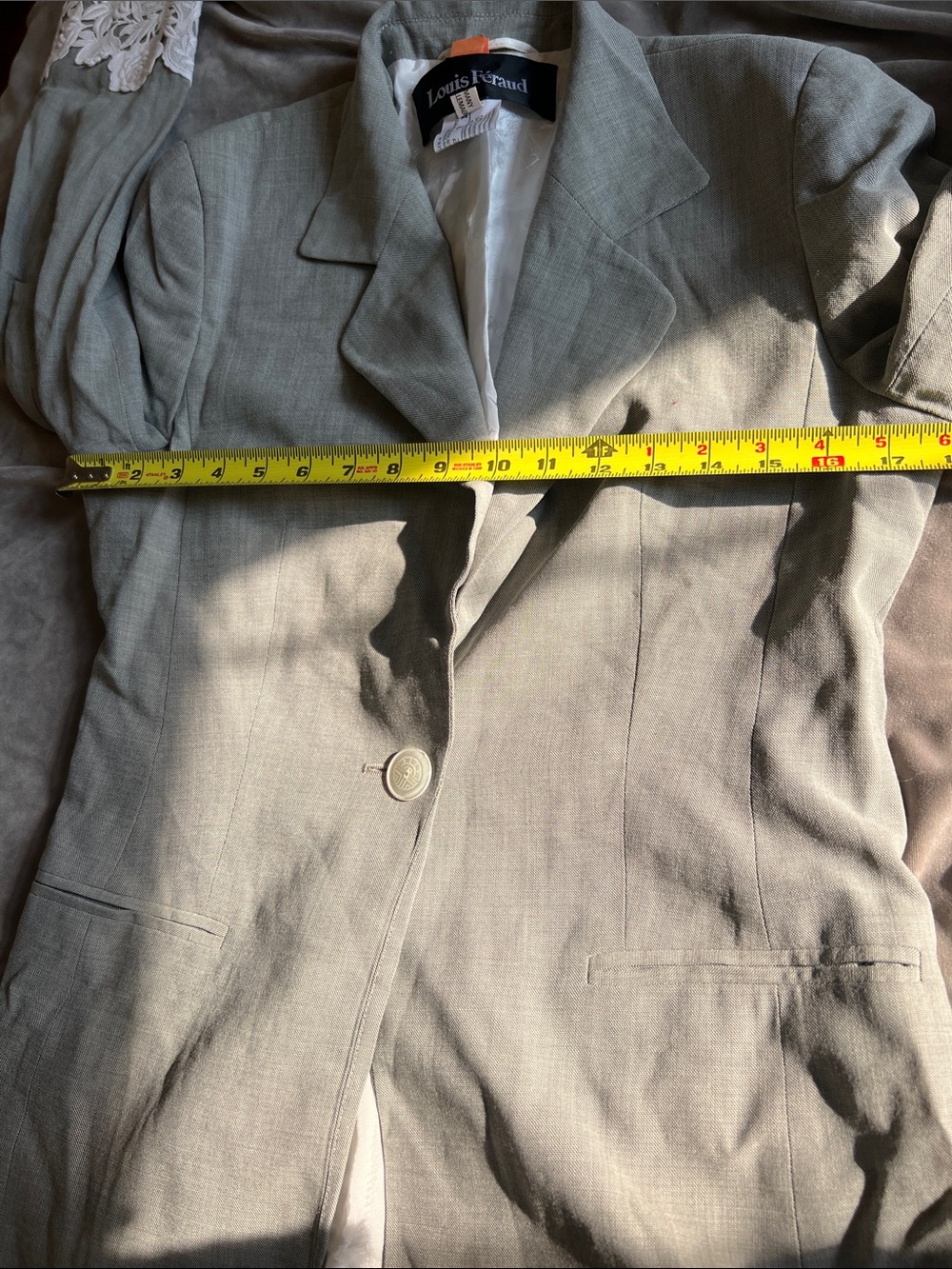 Louis Feraud Gray Blazer with White Lace Trim - Picture 15 of 16